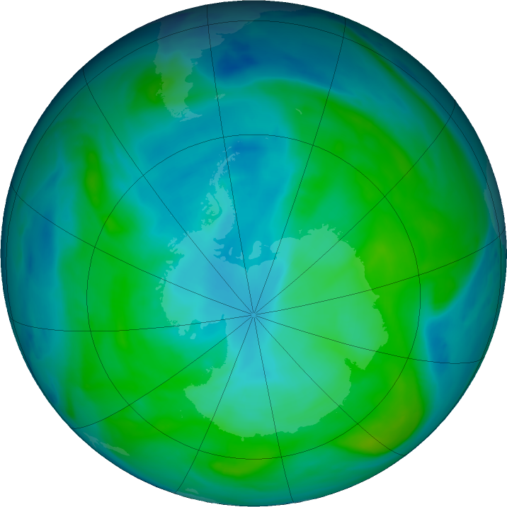 Antarctic ozone map for 06 February 2020